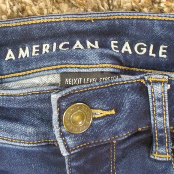 American Eagle Jeans Womens 6 Short Dark Wash High Rise Jegging Distressed Denim - Picture 6 of 9